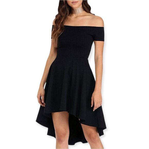 NWT Sarin Mathews Womens Off Shoulder Short Sleeve High Low Cocktail Dress … - Picture 7 of 12